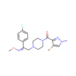 CO/N=C(/CN1CCN(C(=O)c2nn(C)cc2Br)CC1)c1ccc(F)cc1 ZINC000058563694