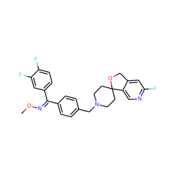 CO/N=C(/c1ccc(CN2CCC3(CC2)OCc2cc(F)ncc23)cc1)c1ccc(F)c(F)c1 ZINC000045245371