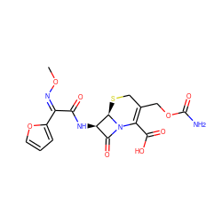 CO/N=C(\C(=O)N[C@@H]1C(=O)N2C(C(=O)O)=C(COC(N)=O)CS[C@H]12)c1ccco1 ZINC000003871978