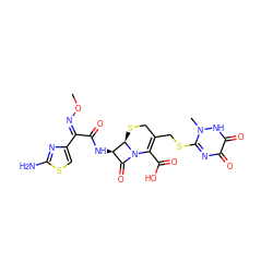 CO/N=C(\C(=O)N[C@@H]1C(=O)N2C(C(=O)O)=C(CSc3nc(=O)c(=O)[nH]n3C)CS[C@H]12)c1csc(N)n1 ZINC000028467879