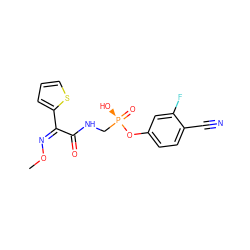 CO/N=C(\C(=O)NC[P@@](=O)(O)Oc1ccc(C#N)c(F)c1)c1cccs1 ZINC000072175309