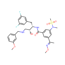 CO/N=C(\C)c1cc(C(=O)N[C@@H](Cc2cc(F)cc(F)c2)[C@H](O)CNCc2cccc(OC)c2)cc(N(C)S(C)(=O)=O)c1 ZINC000042923435