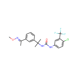 CO/N=C(\C)c1cccc(C(C)(C)NC(=O)Nc2ccc(Cl)c(C(F)(F)F)c2)c1 ZINC000095579731