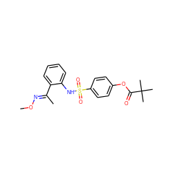 CO/N=C(\C)c1ccccc1NS(=O)(=O)c1ccc(OC(=O)C(C)(C)C)cc1 ZINC000299858037