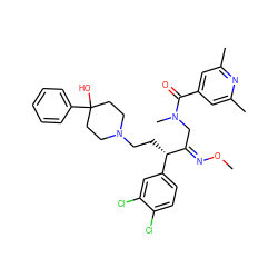 CO/N=C(\CN(C)C(=O)c1cc(C)nc(C)c1)[C@@H](CCN1CCC(O)(c2ccccc2)CC1)c1ccc(Cl)c(Cl)c1 ZINC000029223940