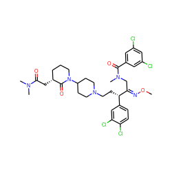 CO/N=C(\CN(C)C(=O)c1cc(Cl)cc(Cl)c1)[C@@H](CCN1CCC(N2CCC[C@@H](CC(=O)N(C)C)C2=O)CC1)c1ccc(Cl)c(Cl)c1 ZINC000026259552