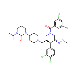 CO/N=C(\CN(C)C(=O)c1cc(Cl)cc(Cl)c1)[C@H](CCN1CCC(N2CCCN(C(C)C)C2=O)CC1)c1ccc(Cl)c(Cl)c1 ZINC000026402088