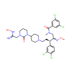 CO/N=C(\CN(C)C(=O)c1cc(Cl)cc(Cl)c1)[C@H](CCN1CCC(N2CCCN(CC(=N)NO)C2=O)CC1)c1ccc(Cl)c(Cl)c1 ZINC000026403944