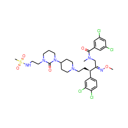 CO/N=C(\CN(C)C(=O)c1cc(Cl)cc(Cl)c1)[C@H](CCN1CCC(N2CCCN(CCNS(C)(=O)=O)C2=O)CC1)c1ccc(Cl)c(Cl)c1 ZINC000095543991