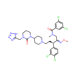 CO/N=C(\CN(C)C(=O)c1cc(Cl)cc(Cl)c1)[C@H](CCN1CCC(N2CCCN(Cc3nnn[nH]3)C2=O)CC1)c1ccc(Cl)c(Cl)c1 ZINC000026402624