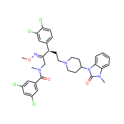 CO/N=C(\CN(C)C(=O)c1cc(Cl)cc(Cl)c1)[C@H](CCN1CCC(n2c(=O)n(C)c3ccccc32)CC1)c1ccc(Cl)c(Cl)c1 ZINC000026393462