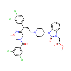 CO/N=C(\CN(C)C(=O)c1cc(Cl)cc(Cl)c1)[C@H](CCN1CCC(n2c(=O)n(CC(=O)OC)c3ccccc32)CC1)c1ccc(Cl)c(Cl)c1 ZINC000095543958