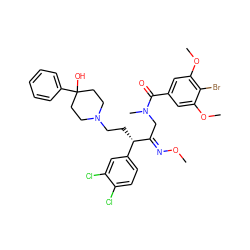 CO/N=C(\CN(C)C(=O)c1cc(OC)c(Br)c(OC)c1)[C@@H](CCN1CCC(O)(c2ccccc2)CC1)c1ccc(Cl)c(Cl)c1 ZINC000029237835