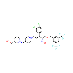 CO/N=C(\COCc1cc(C(F)(F)F)cc(C(F)(F)F)c1)[C@@H](CCN1CCC(CN2CCC[C@@H](CO)C2)CC1)c1ccc(Cl)c(Cl)c1 ZINC000027551925