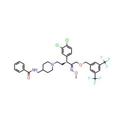 CO/N=C(\COCc1cc(C(F)(F)F)cc(C(F)(F)F)c1)[C@@H](CCN1CCC(CNC(=O)c2ccccc2)CC1)c1ccc(Cl)c(Cl)c1 ZINC000027555622