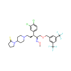 CO/N=C(\COCc1cc(C(F)(F)F)cc(C(F)(F)F)c1)[C@@H](CCN1CCC(N2CCCC2=S)CC1)c1ccc(Cl)c(Cl)c1 ZINC000027552386