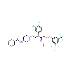 CO/N=C(\COCc1cc(C(F)(F)F)cc(C(F)(F)F)c1)[C@@H](CCN1CCC(NC(=O)C2CCCCC2)CC1)c1ccc(Cl)c(Cl)c1 ZINC000027554127