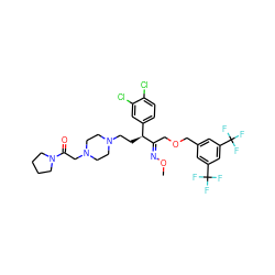 CO/N=C(\COCc1cc(C(F)(F)F)cc(C(F)(F)F)c1)[C@@H](CCN1CCN(CC(=O)N2CCCC2)CC1)c1ccc(Cl)c(Cl)c1 ZINC000026386805