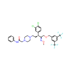 CO/N=C(\COCc1cc(C(F)(F)F)cc(C(F)(F)F)c1)[C@@H](CCN1CCN(CC(=O)Nc2ccccc2)CC1)c1ccc(Cl)c(Cl)c1 ZINC000026396909