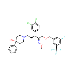 CO/N=C(\COCc1cc(F)cc(C(F)(F)F)c1)[C@@H](CCN1CCC(O)(c2ccccc2)CC1)c1ccc(Cl)c(Cl)c1 ZINC000029229262