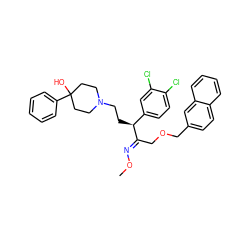 CO/N=C(\COCc1ccc2ccccc2c1)[C@@H](CCN1CCC(O)(c2ccccc2)CC1)c1ccc(Cl)c(Cl)c1 ZINC000029226310