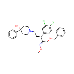 CO/N=C(\COCc1ccccc1)[C@@H](CCN1CCC(O)(c2ccccc2)CC1)c1ccc(Cl)c(Cl)c1 ZINC000029229748