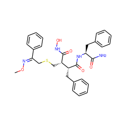 CO/N=C(\CSC[C@H](C(=O)NO)[C@@H](Cc1ccccc1)C(=O)N[C@@H](Cc1ccccc1)C(N)=O)c1ccccc1 ZINC000027078962