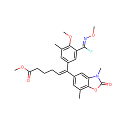 CO/N=C(\F)c1cc(/C(=C\CCCC(=O)OC)c2cc(C)c3oc(=O)n(C)c3c2)cc(C)c1OC ZINC000028656375