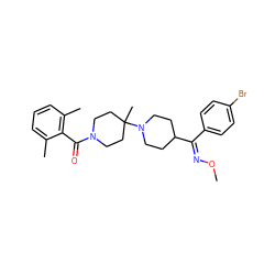 CO/N=C(\c1ccc(Br)cc1)C1CCN(C2(C)CCN(C(=O)c3c(C)cccc3C)CC2)CC1 ZINC000013474986