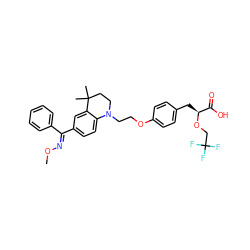 CO/N=C(\c1ccccc1)c1ccc2c(c1)C(C)(C)CCN2CCOc1ccc(C[C@H](OCC(F)(F)F)C(=O)O)cc1 ZINC000042966521