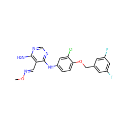 CO/N=C/c1c(N)ncnc1Nc1ccc(OCc2cc(F)cc(F)c2)c(Cl)c1 ZINC000029044628