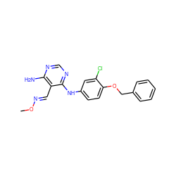 CO/N=C/c1c(N)ncnc1Nc1ccc(OCc2ccccc2)c(Cl)c1 ZINC000029044434