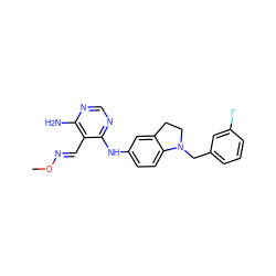 CO/N=C/c1c(N)ncnc1Nc1ccc2c(c1)CCN2Cc1cccc(F)c1 ZINC000029044431