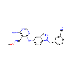 CO/N=C/c1c(N)ncnc1Nc1ccc2c(cnn2Cc2cccc(C#N)c2)c1 ZINC000029044776