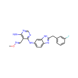 CO/N=C/c1c(N)ncnc1Nc1ccc2nc(Cc3cccc(F)c3)[nH]c2c1 ZINC000029044440