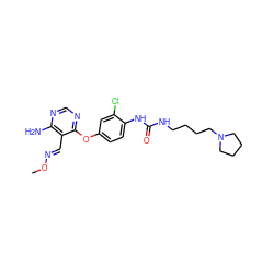 CO/N=C/c1c(N)ncnc1Oc1ccc(NC(=O)NCCCCN2CCCC2)c(Cl)c1 ZINC000066077878