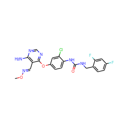 CO/N=C/c1c(N)ncnc1Oc1ccc(NC(=O)NCc2ccc(F)cc2F)c(Cl)c1 ZINC000066066063