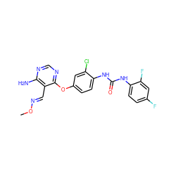 CO/N=C/c1c(N)ncnc1Oc1ccc(NC(=O)Nc2ccc(F)cc2F)c(Cl)c1 ZINC000066074303