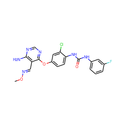 CO/N=C/c1c(N)ncnc1Oc1ccc(NC(=O)Nc2cccc(F)c2)c(Cl)c1 ZINC000066074301