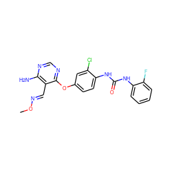 CO/N=C/c1c(N)ncnc1Oc1ccc(NC(=O)Nc2ccccc2F)c(Cl)c1 ZINC000066074300