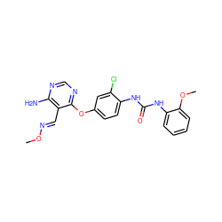 CO/N=C/c1c(N)ncnc1Oc1ccc(NC(=O)Nc2ccccc2OC)c(Cl)c1 ZINC000066101370