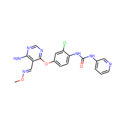 CO/N=C/c1c(N)ncnc1Oc1ccc(NC(=O)Nc2cccnc2)c(Cl)c1 ZINC000066077882