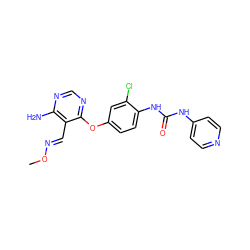 CO/N=C/c1c(N)ncnc1Oc1ccc(NC(=O)Nc2ccncc2)c(Cl)c1 ZINC000066078031