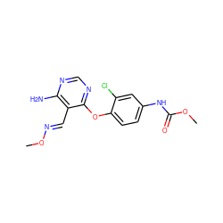 CO/N=C/c1c(N)ncnc1Oc1ccc(NC(=O)OC)cc1Cl ZINC000066080291