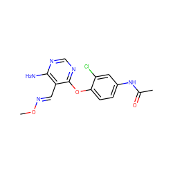 CO/N=C/c1c(N)ncnc1Oc1ccc(NC(C)=O)cc1Cl ZINC000066079024