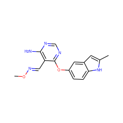 CO/N=C/c1c(N)ncnc1Oc1ccc2[nH]c(C)cc2c1 ZINC000014949782