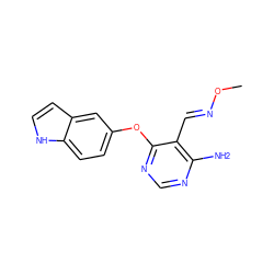 CO/N=C/c1c(N)ncnc1Oc1ccc2[nH]ccc2c1 ZINC000014949776