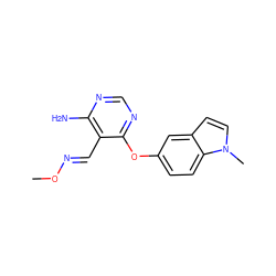 CO/N=C/c1c(N)ncnc1Oc1ccc2c(ccn2C)c1 ZINC000014949779