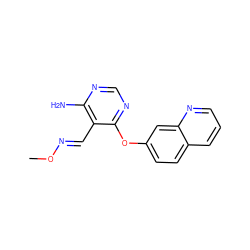 CO/N=C/c1c(N)ncnc1Oc1ccc2cccnc2c1 ZINC000014949773