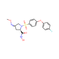 CO/N=C1/C[C@H](C(=O)NO)N(S(=O)(=O)c2ccc(Oc3ccc(F)cc3)cc2)C1 ZINC000027619462